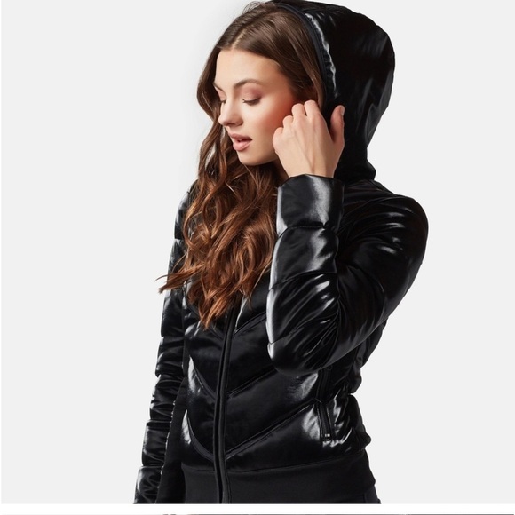 Blanc Noir Freestyle Mesh Inset Puffer Coat Down Hood Vented sz M - Picture 4 of 13